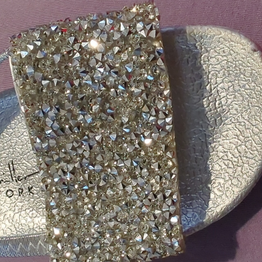 NWT Nicole Miller baby Sparkly Silver Kids Sandals size 4 - Picture 2 of 4